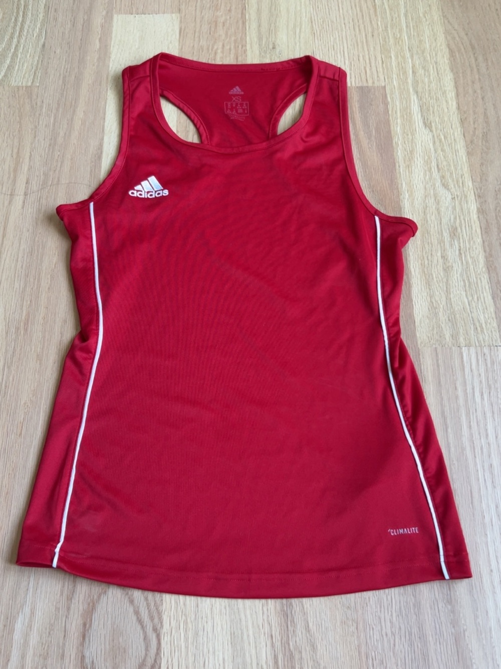 adidas Red Racerback Athletic Tank with White Trim